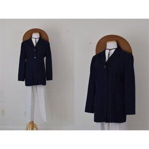 Vintage 90s Navy Linen/Rayon Jacket size 10‎